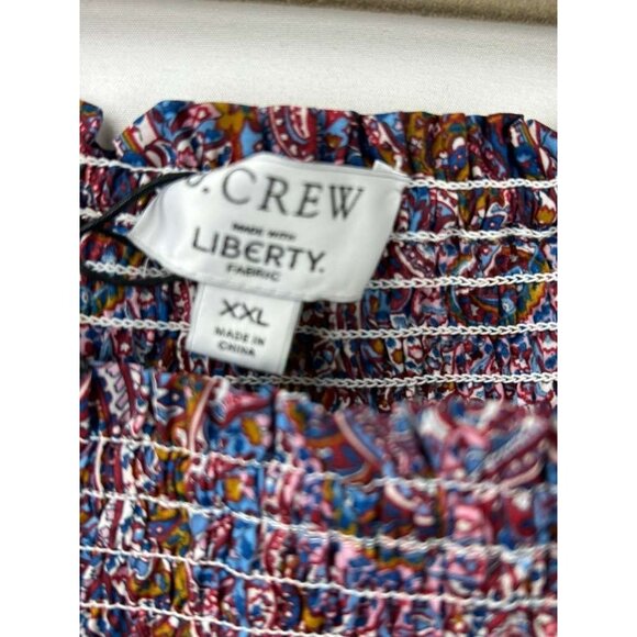 NWT J Crew Liberty Women's XXL Puff Sleeve Smocked Top Paisley Boho Blouse - Picture 11 of 15